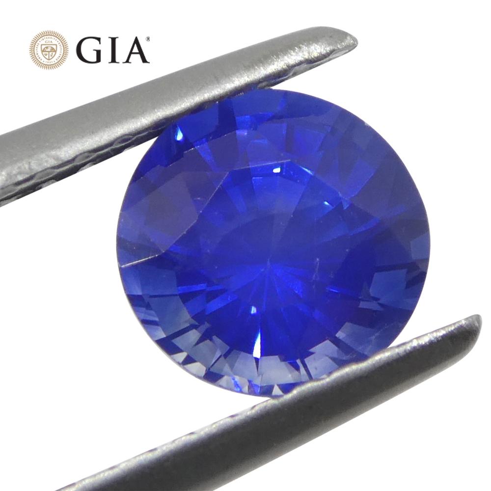 Saphir bleu rond de 1.24 carat certifié GIA, Sri Lanka   en vente 5