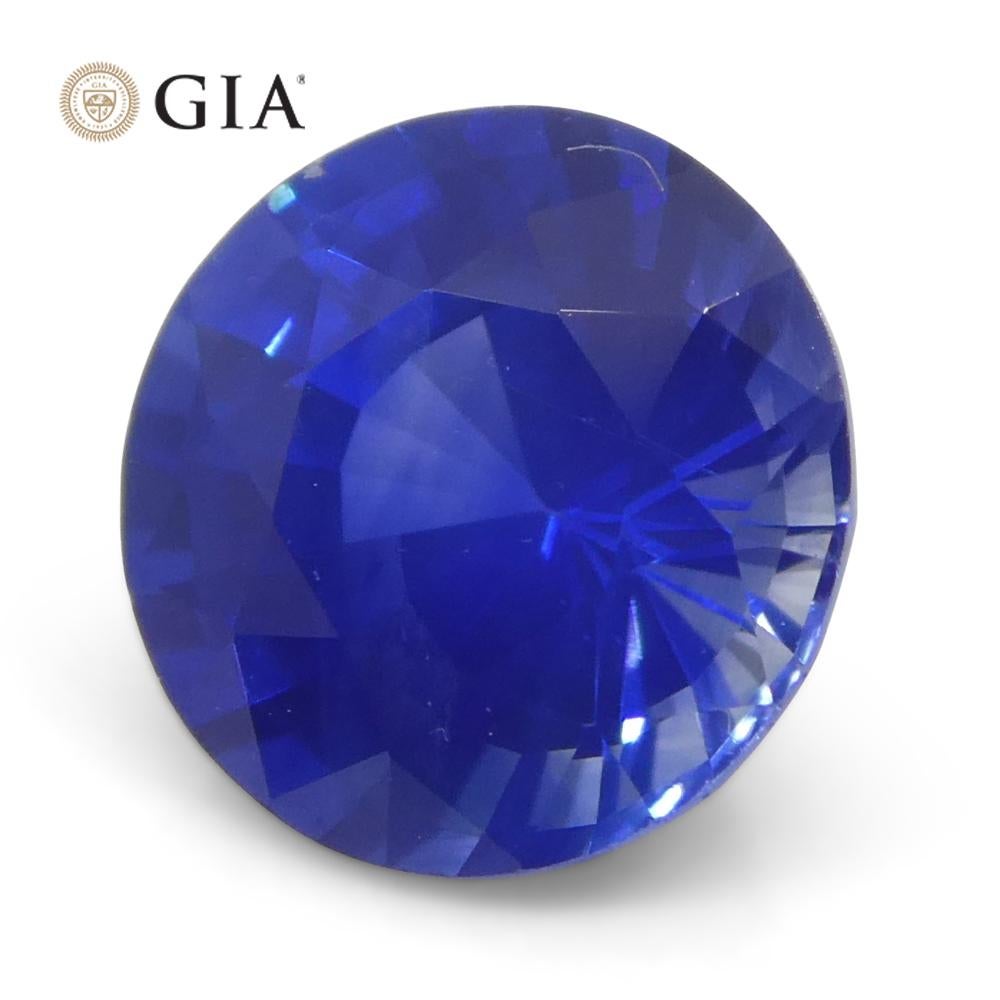 Saphir bleu rond de 1.24 carat certifié GIA, Sri Lanka   en vente 8