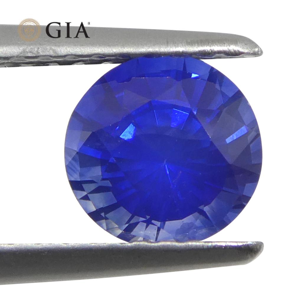 Saphir bleu rond de 1.24 carat certifié GIA, Sri Lanka   Neuf - En vente à Toronto, Ontario