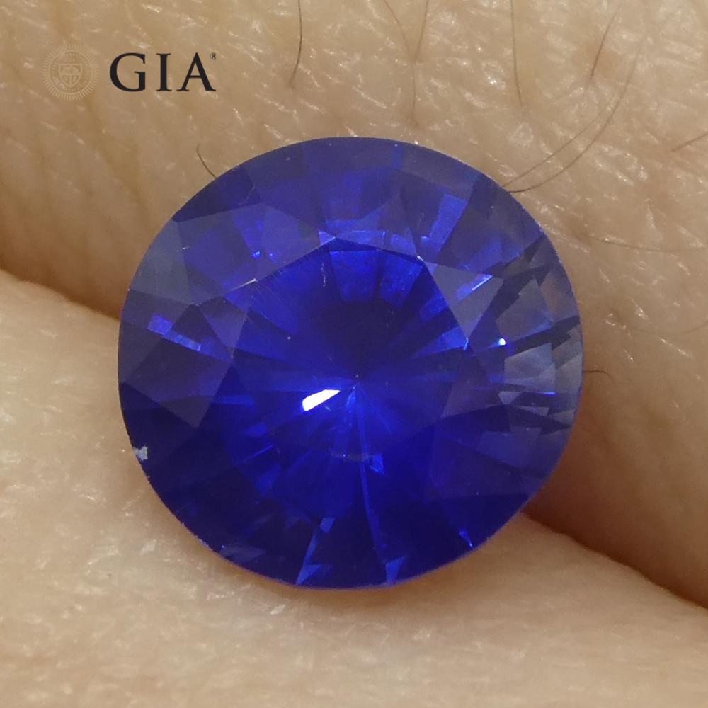 Saphir bleu rond de 1.24 carat certifié GIA, Sri Lanka   en vente 2