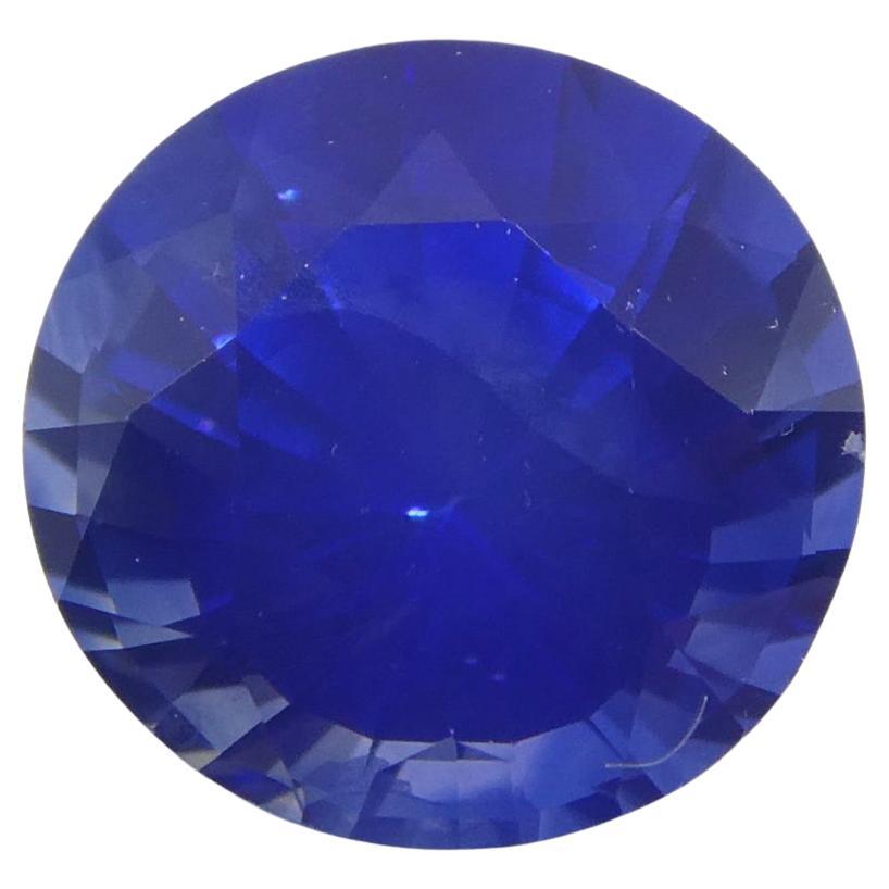 Saphir bleu rond de 1.24 carat certifié GIA, Sri Lanka   en vente
