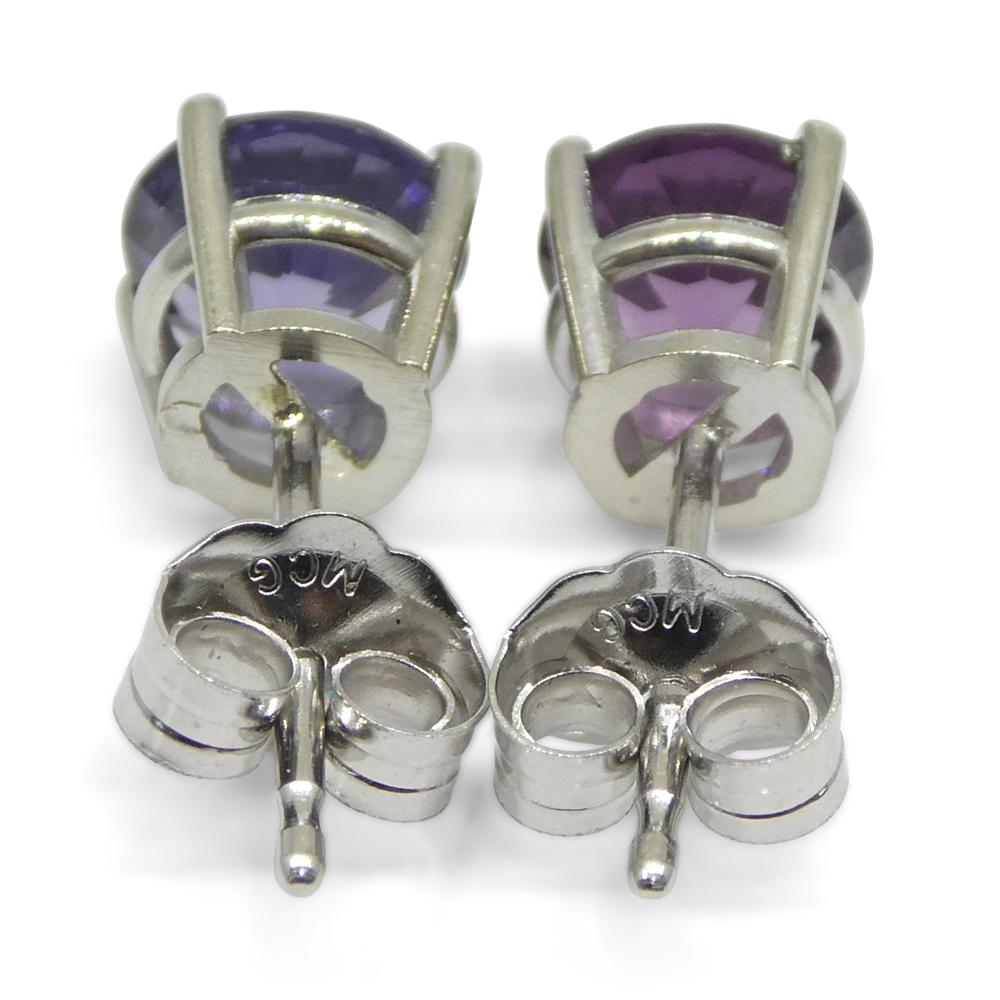 Orecchini con spinelli tondi viola/viola da 1,24 carati in oro bianco 14 carati in vendita 6