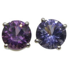 1.24ct Round Purple/Violet Spinel Stud Ears set in 14k White Gold