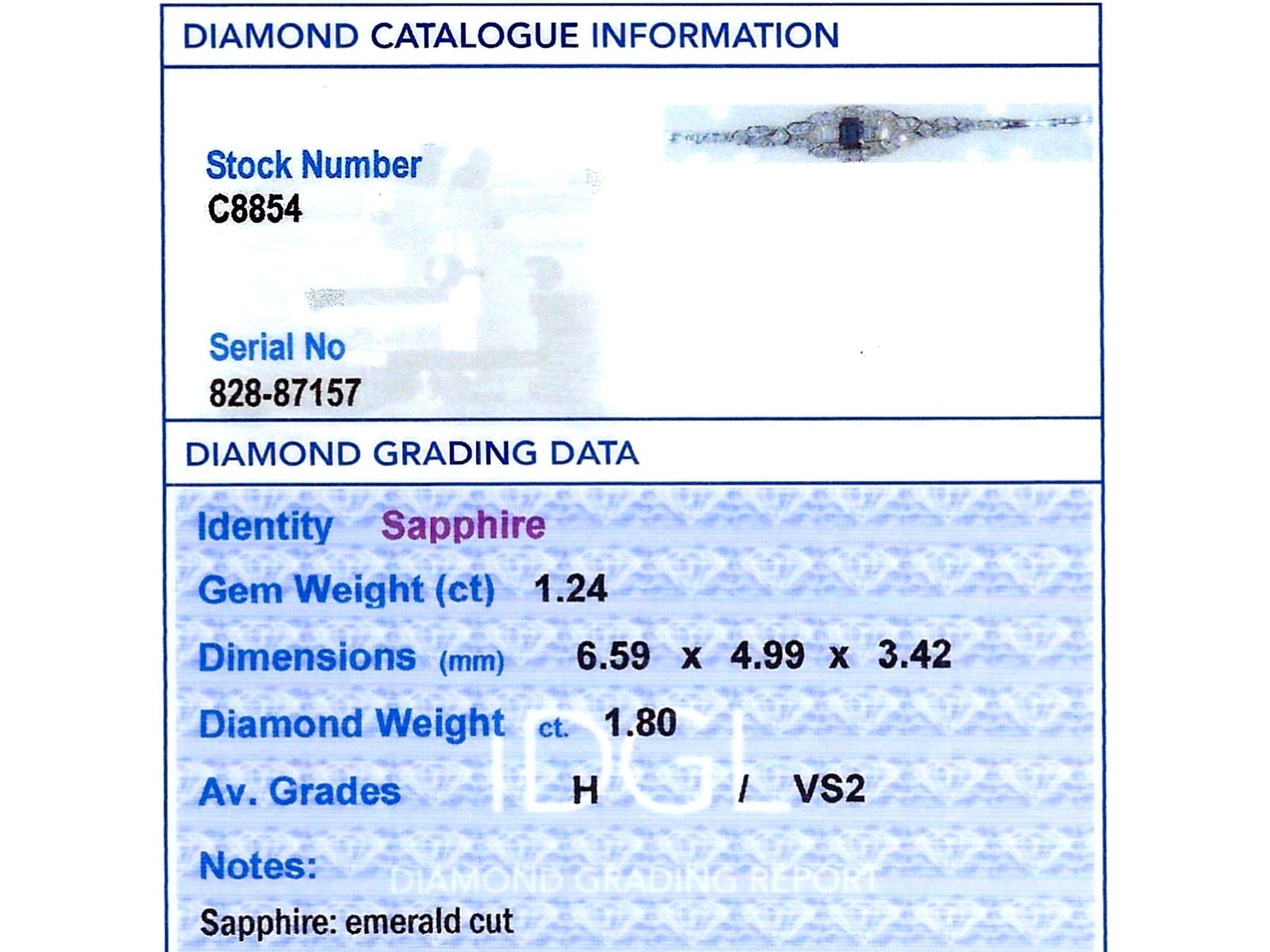 1.24Ct Sapphire and 1.80Ct Diamond, Platinum and 18k White Gold Bracelet 5