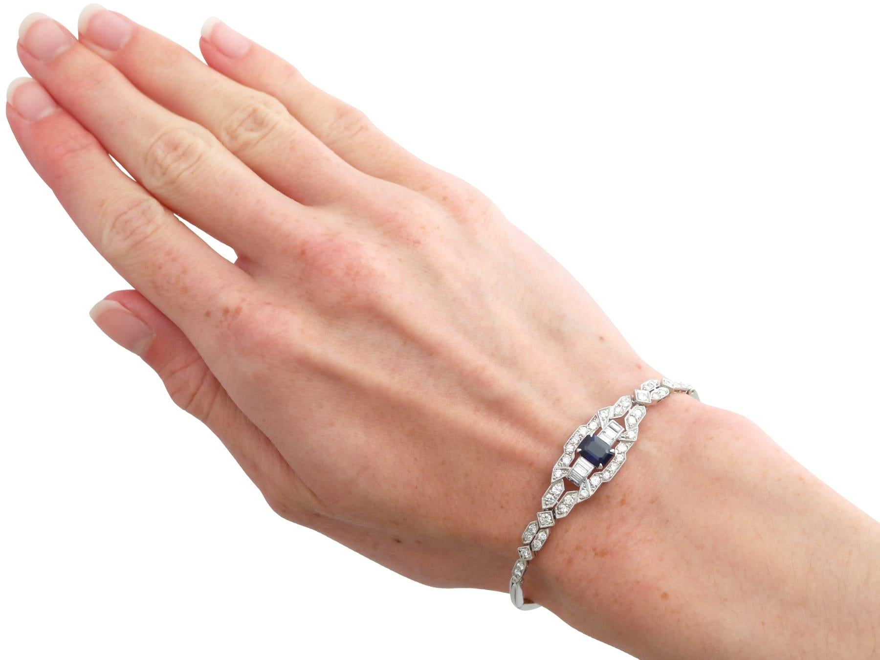 1.24Ct Sapphire and 1.80Ct Diamond, Platinum and 18k White Gold Bracelet 6