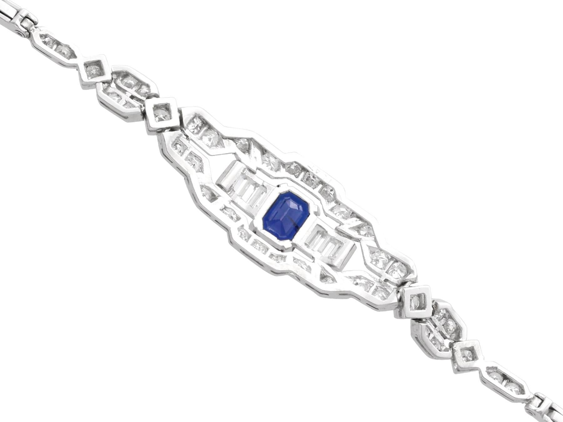 1.24Ct Sapphire and 1.80Ct Diamond, Platinum and 18k White Gold Bracelet 1