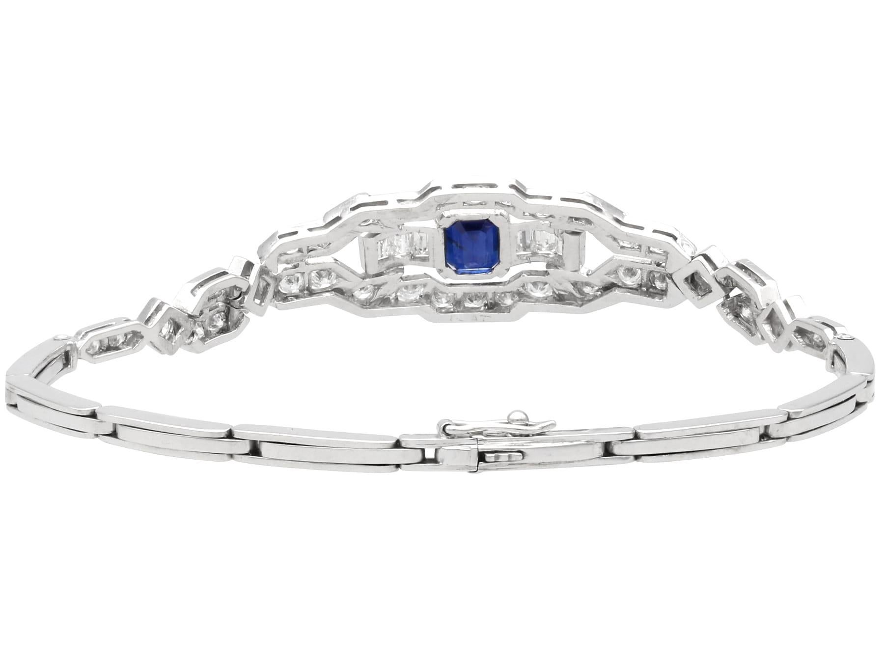 1.24Ct Sapphire and 1.80Ct Diamond, Platinum and 18k White Gold Bracelet 2