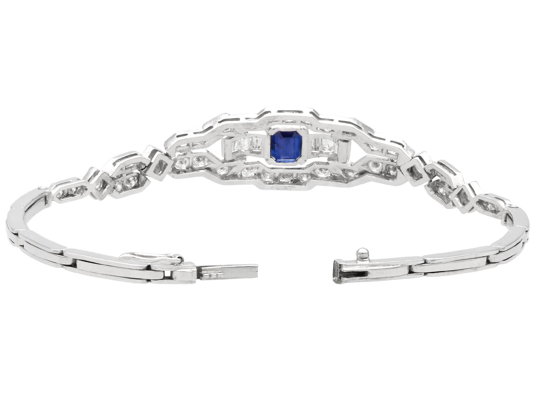 1.24Ct Sapphire and 1.80Ct Diamond, Platinum and 18k White Gold Bracelet 3