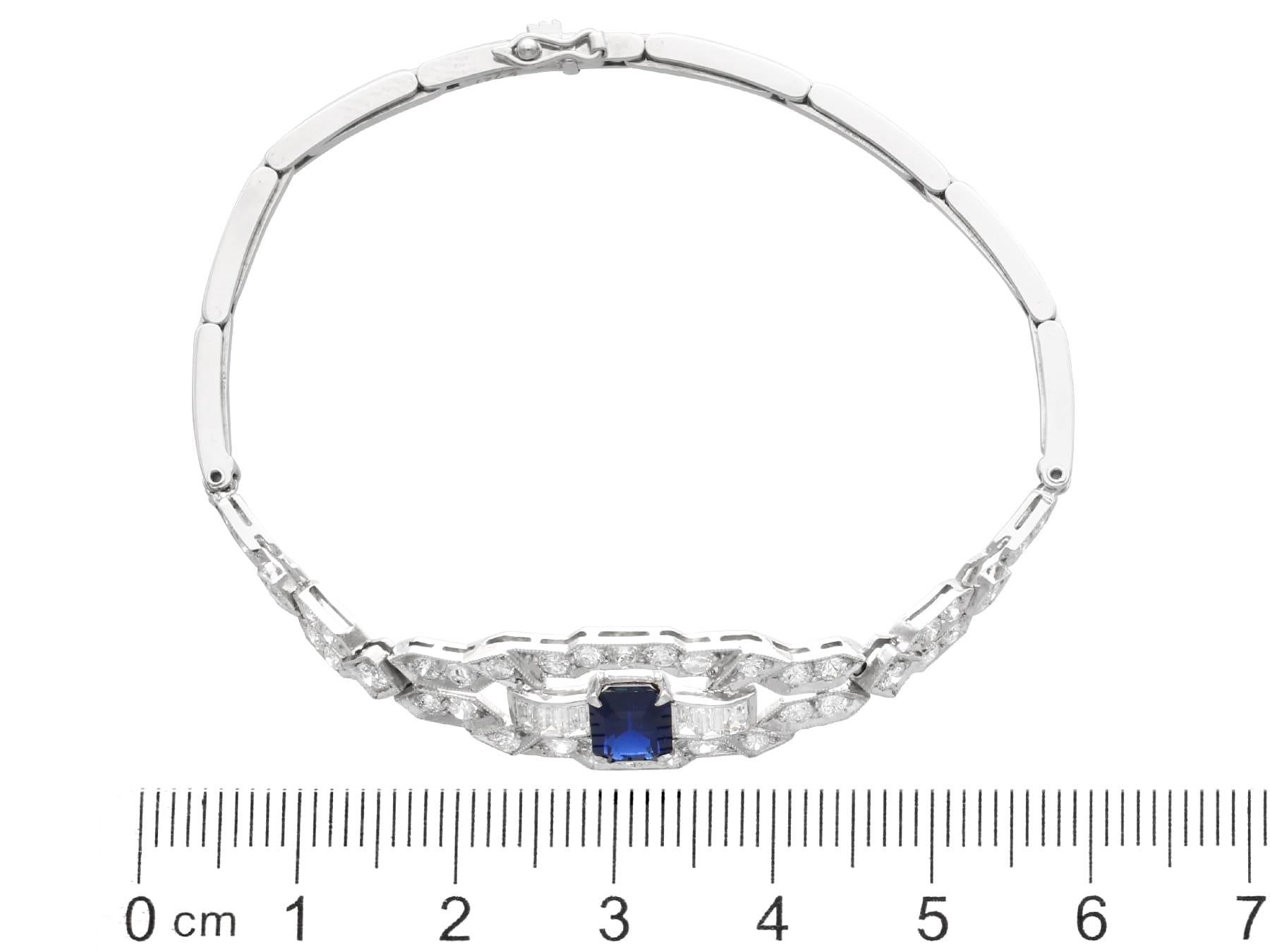 1.24Ct Sapphire and 1.80Ct Diamond, Platinum and 18k White Gold Bracelet 4