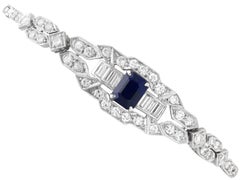 1.24Ct Sapphire and 1.80Ct Diamond, Platinum and 18k White Gold Bracelet