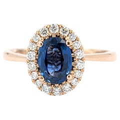 1.24ct Sapphire & Diamond Halo Ring in Rose Gold