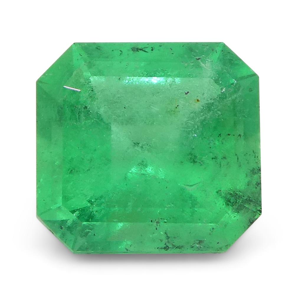 Taille carrée 1.24ct Emeraude verte carrée de Colombie en vente