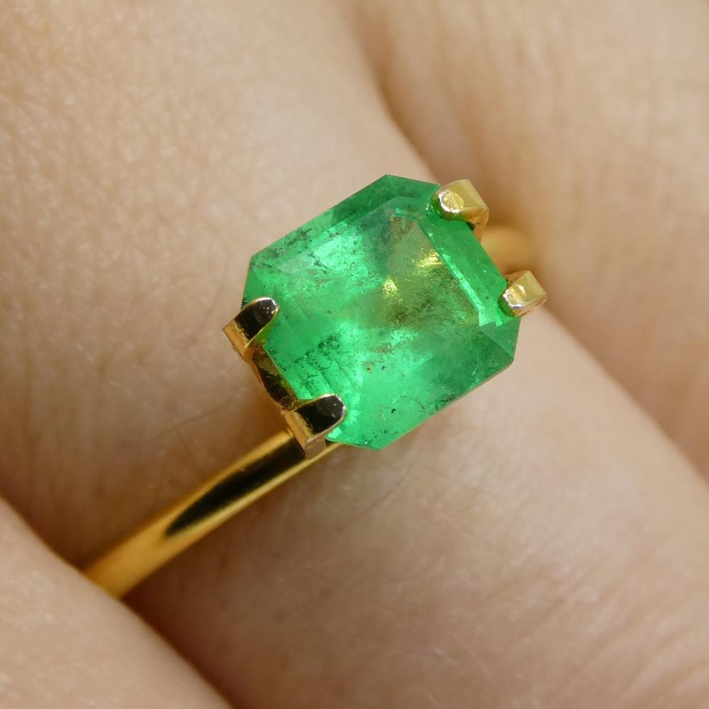 Description:

Gem Type: Emerald 
Number of Stones: 1
Weight: 1.24 cts
Measurements: 6.76 x 6.42 x 4.42 mm
Shape: Square
Cutting Style Crown: Step Cut
Cutting Style Pavilion: Step Cut 
Transparency: Transparent
Clarity: Slightly Included: Some