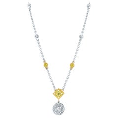 Pendentif en or 18 carats avec diamants jaunes et blancs de 1,24 carat