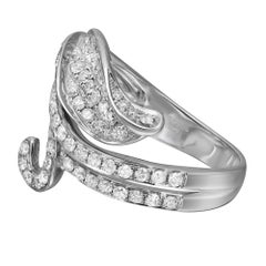 Anello da cocktail da donna con diamante rotondo incastonato da 1,24 carati in oro bianco 14 carati, misura 7,5