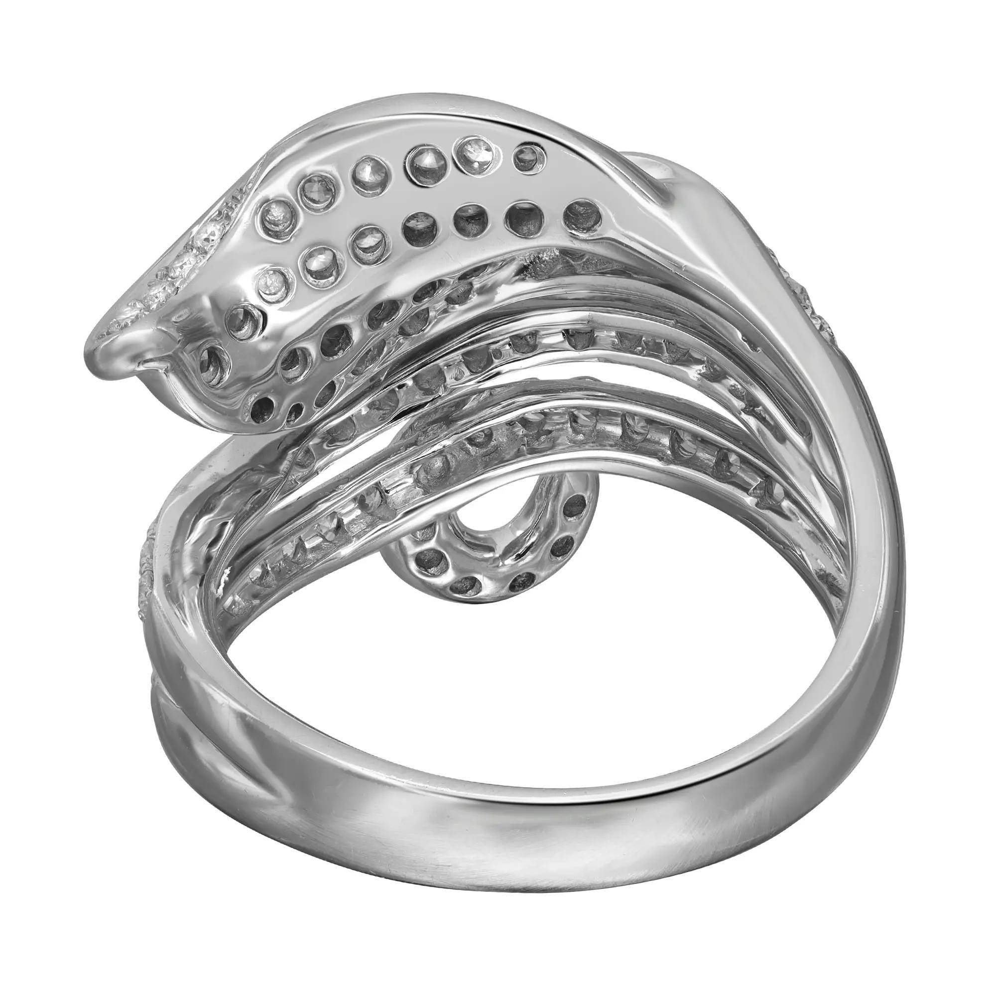 Modern 1.24cttw Prong Set Round Diamond Ladies Cocktail Ring 14k White Gold For Sale