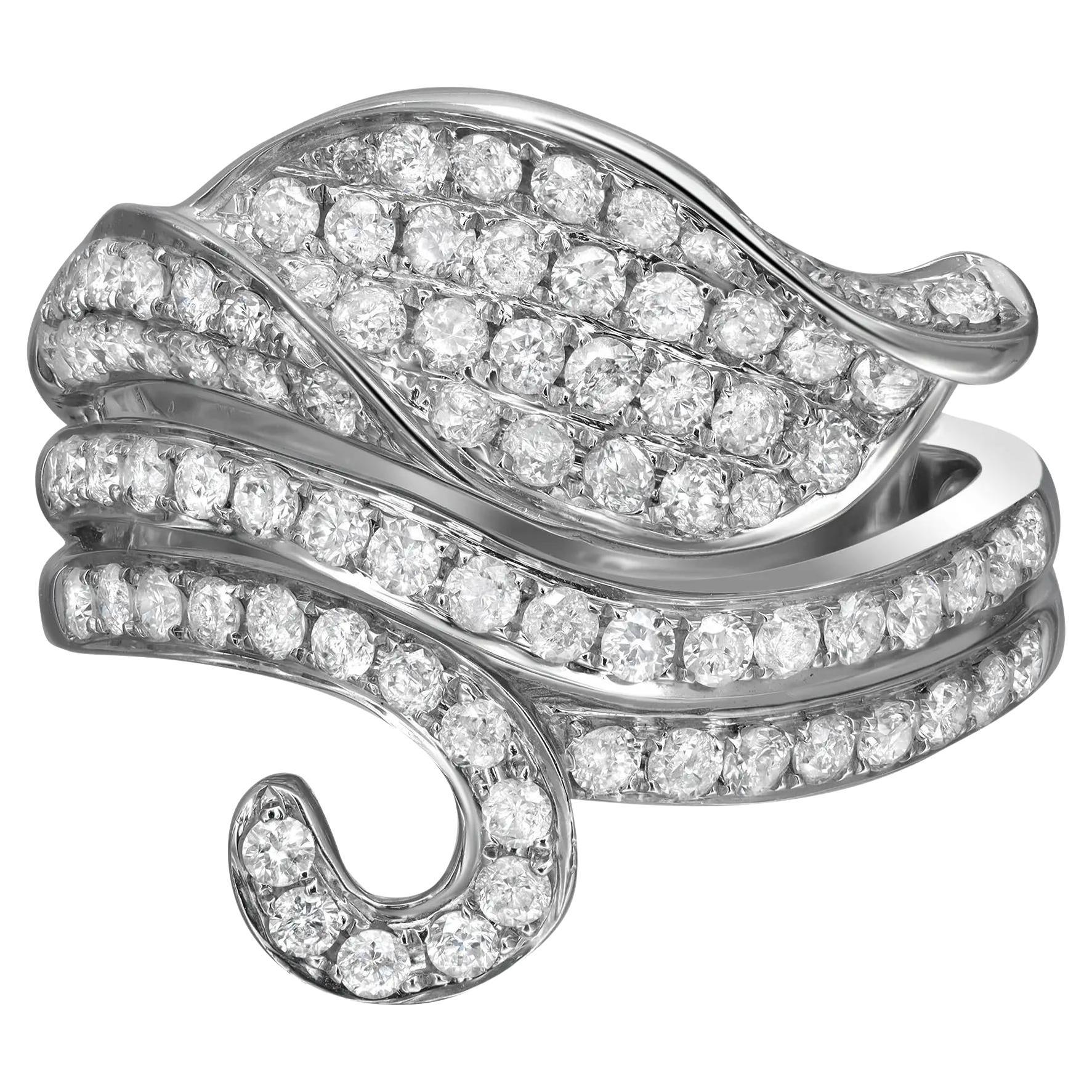 1.24cttw Prong Set Round Diamond Ladies Cocktail Ring 14k White Gold For Sale
