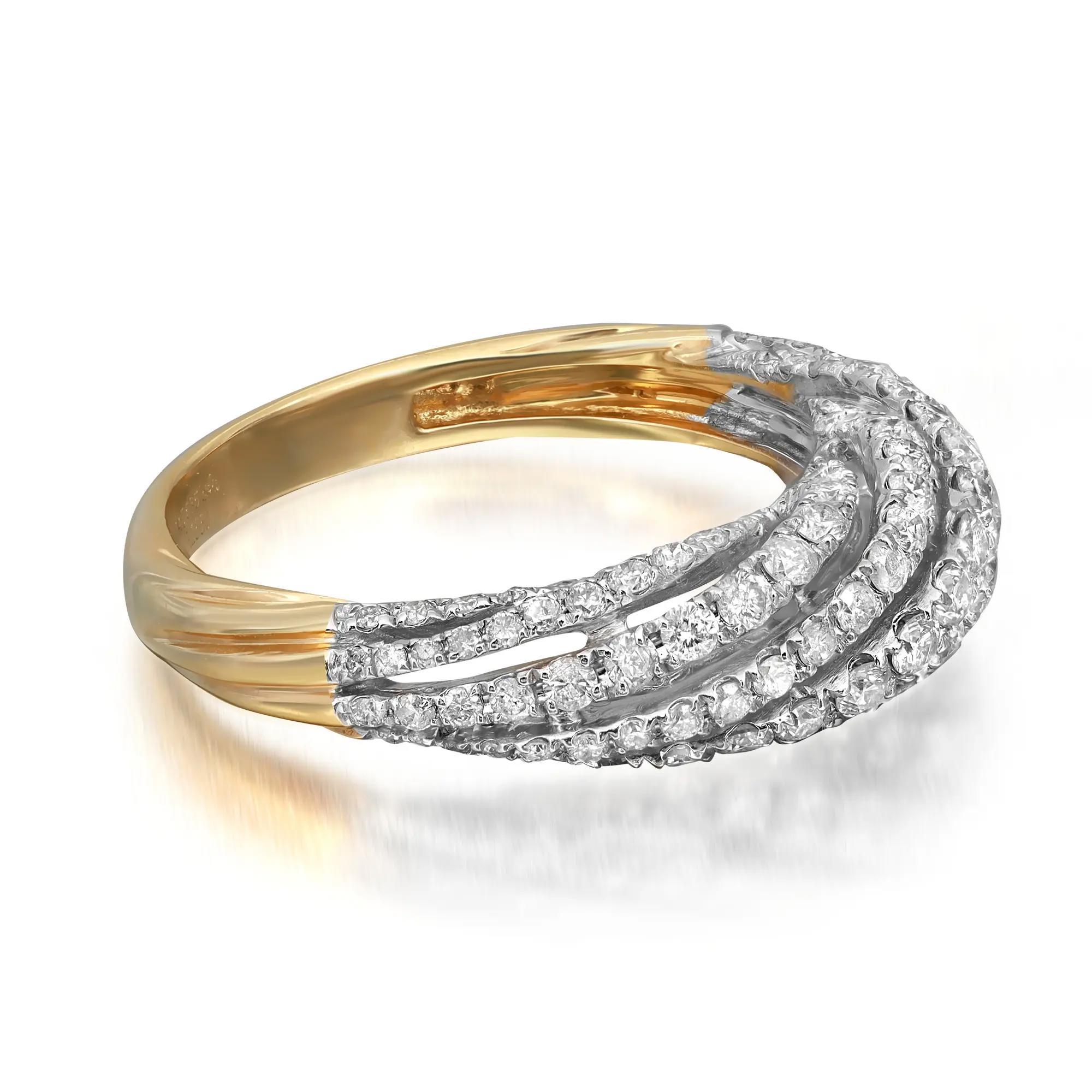Modern 1.24cttw Prong Set Round Diamond Ladies Cocktail Ring 14k Yellow Gold For Sale