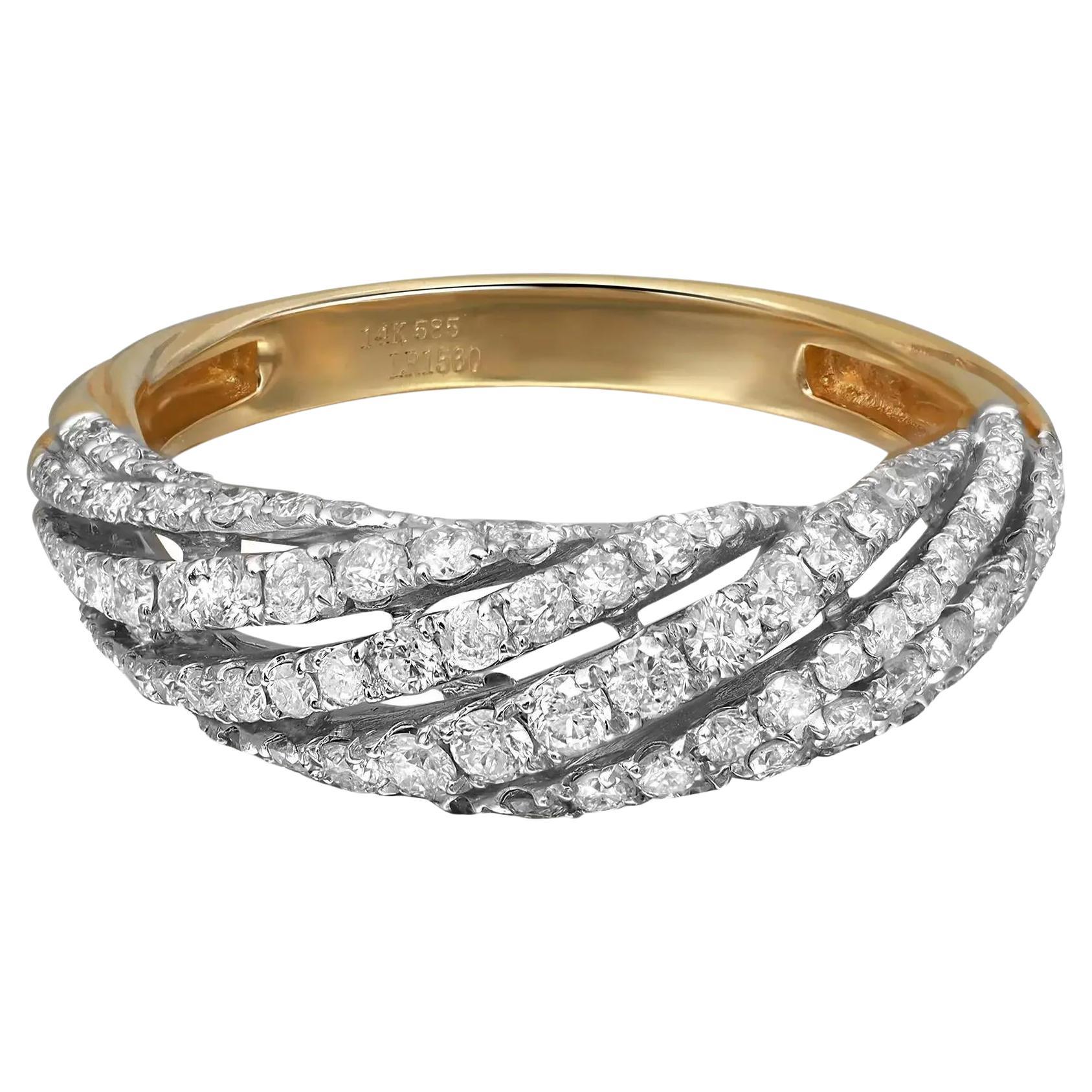 1.24cttw Prong Set Round Diamond Ladies Cocktail Ring 14k Yellow Gold For Sale