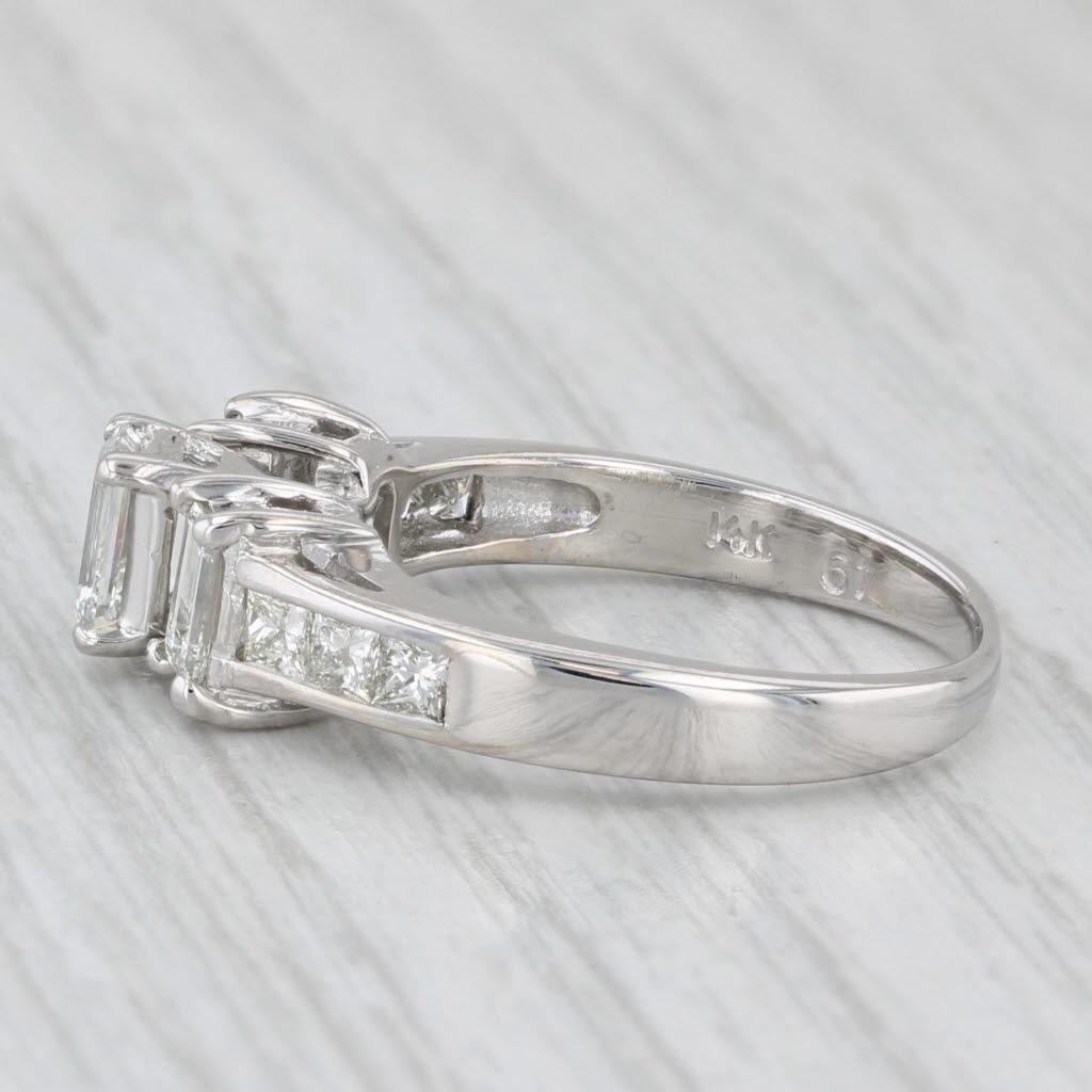 Women's 1.24ctw 3-Stone Emerald Cut Engagement Ring 14k White Gold Size 6.25 For Sale