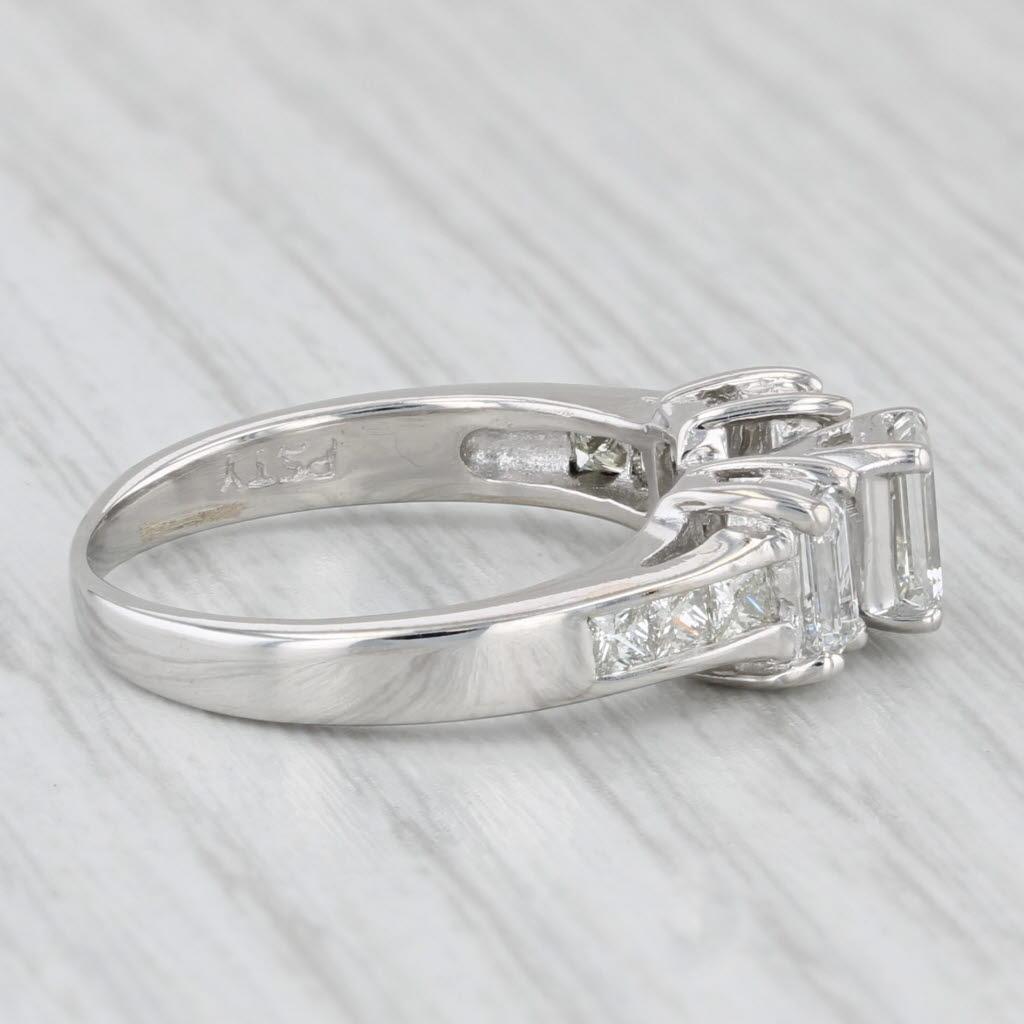 1.24ctw 3-Stone Emerald Cut Engagement Ring 14k White Gold Size 6.25 For Sale 2