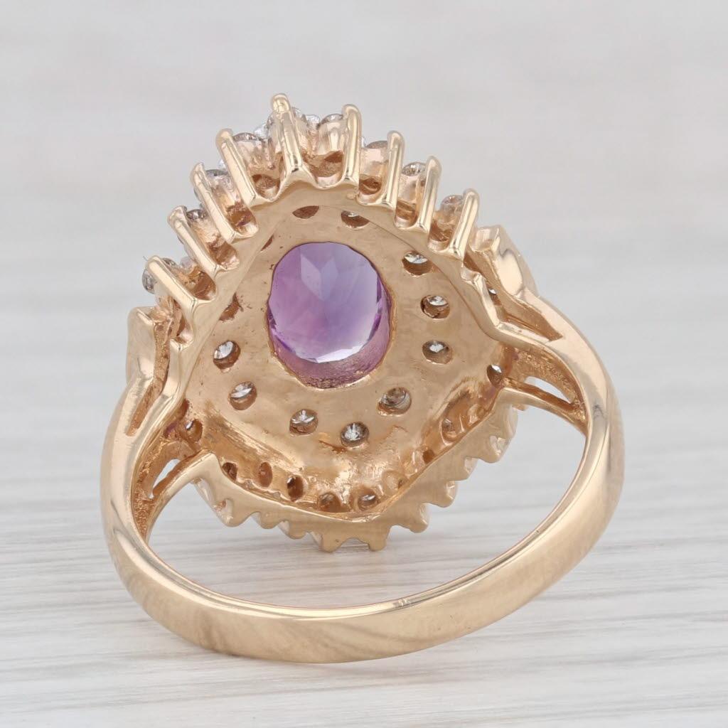 1.24ctw Amethyst Diamond Ring 14k Yellow Gold Size 7.5 Cocktail In Good Condition In McLeansville, NC