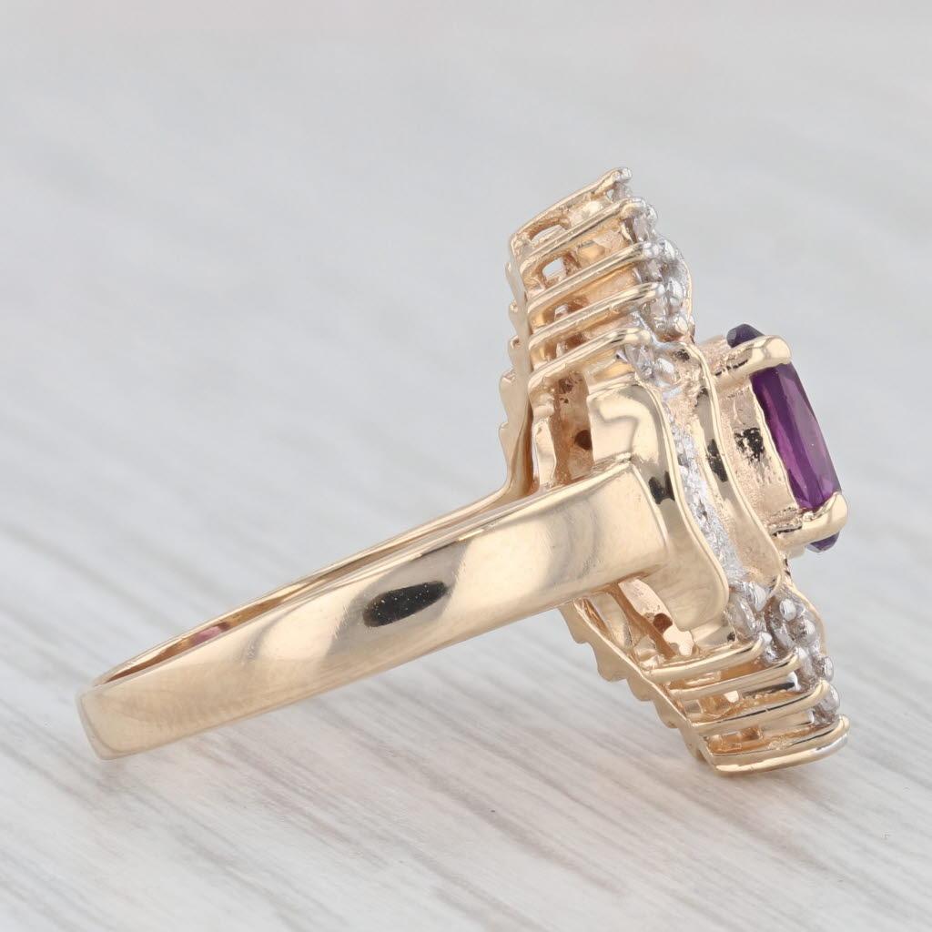 Women's 1.24ctw Amethyst Diamond Ring 14k Yellow Gold Size 7.5 Cocktail