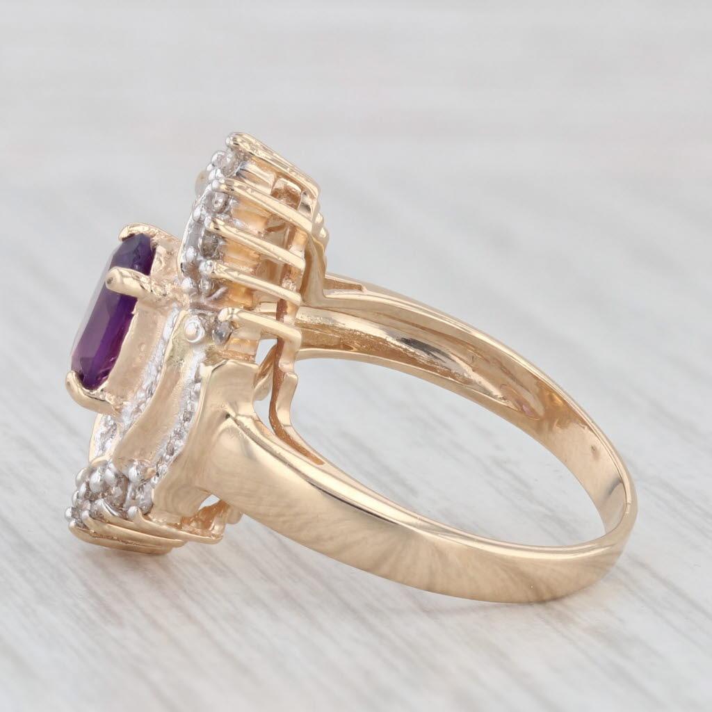 1.24ctw Amethyst Diamond Ring 14k Yellow Gold Size 7.5 Cocktail 2