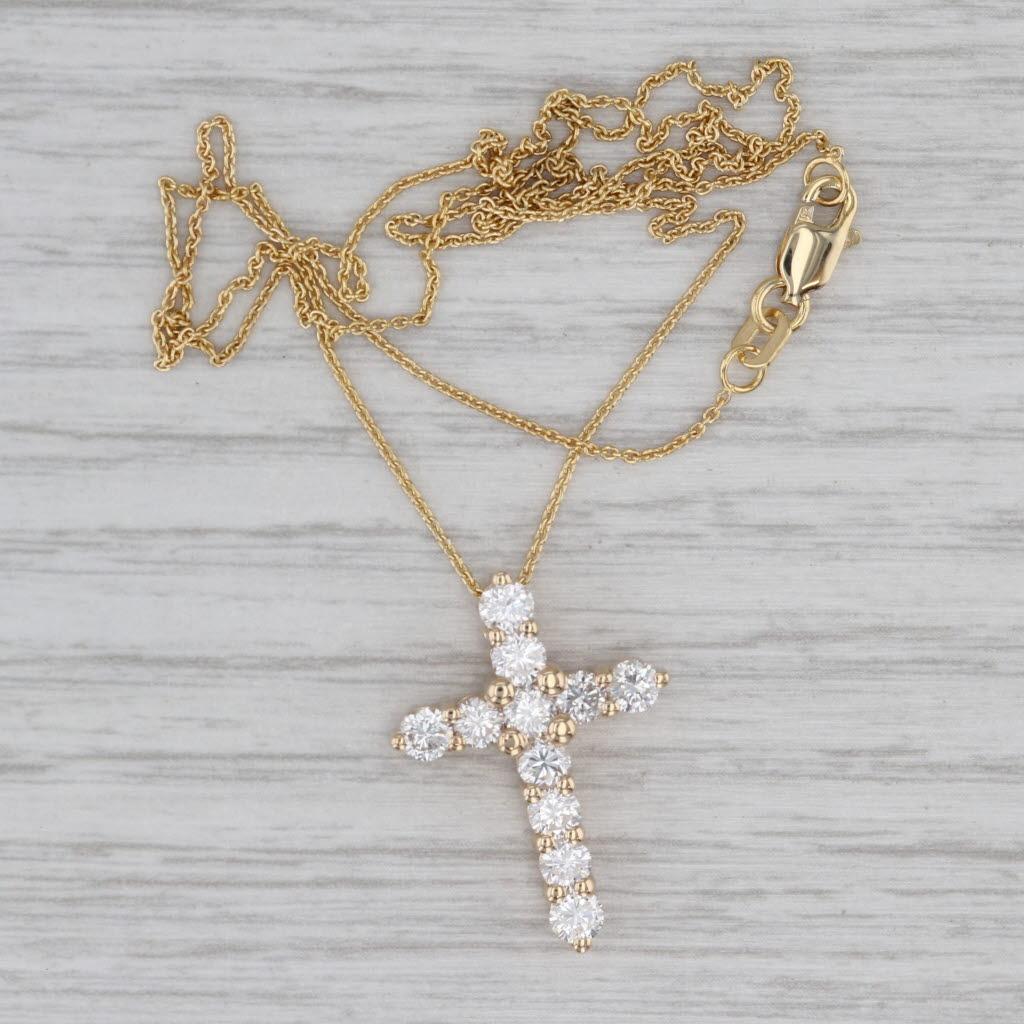 Gemstone Information:
- Natural Diamonds -
Total Carats - 1.24ctw
Cut - Round Brilliant
Color - G - I
Clarity - VS2 - SI1

Metal: 14k Yellow Gold
Weight: 4 Grams 
Stamps: 14k
Chain Style: Cable Chain
Closure: Lobster Clasp
Length: 18