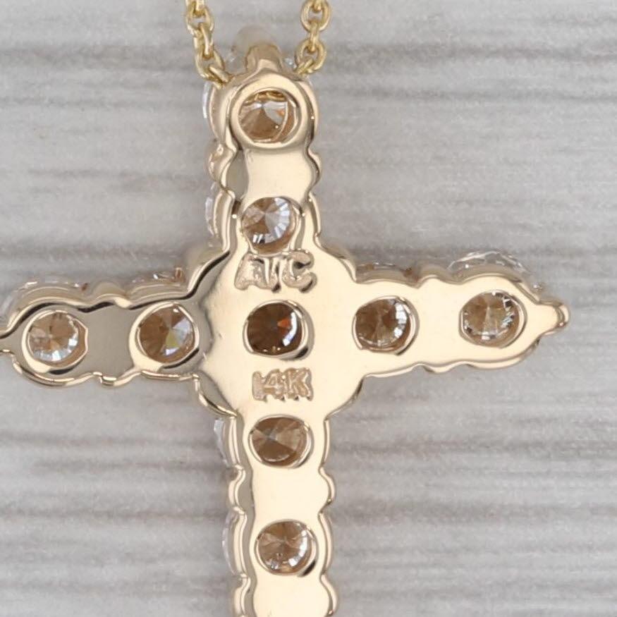 1.24ctw Diamond Cross Pendant Necklace 14k Yellow Gold 18