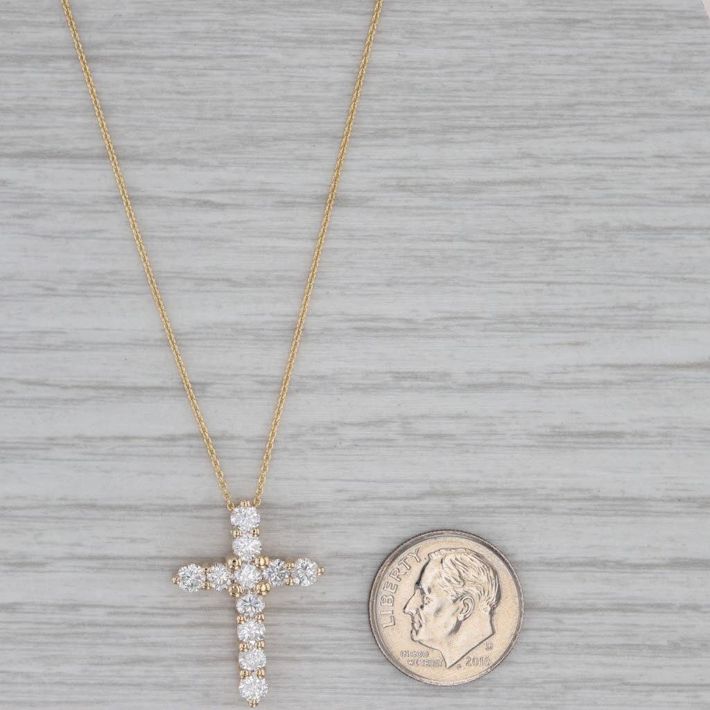 1.24ctw Diamond Cross Pendant Necklace 14k Yellow Gold 18
