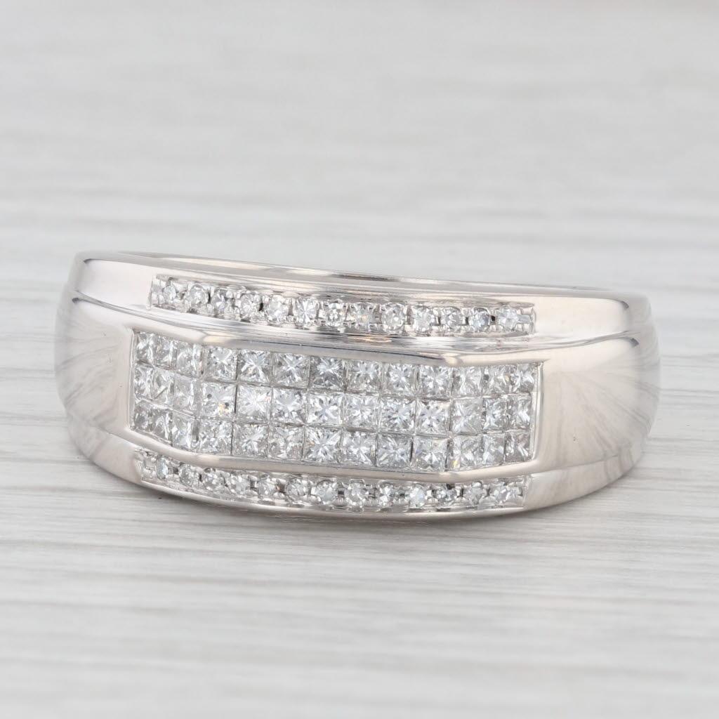 1.24ctw Men's Diamond Band 14k White Gold Size 12.25 For Sale 2