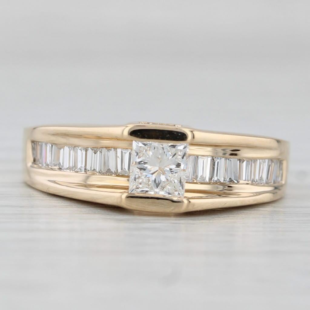 1.24ctw Princesse Bague de fiançailles or jaune 14k Taille 7.25 Bon état - En vente à McLeansville, NC