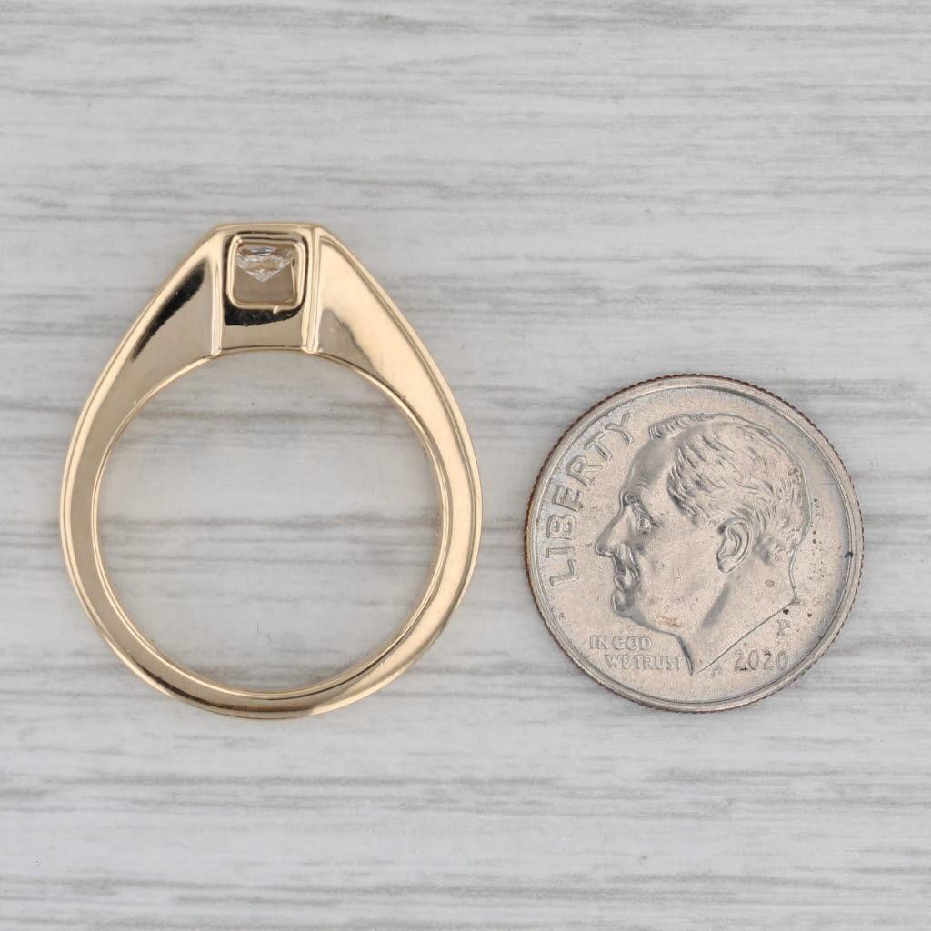 1.24ctw Princesse Bague de fiançailles or jaune 14k Taille 7.25 en vente 2