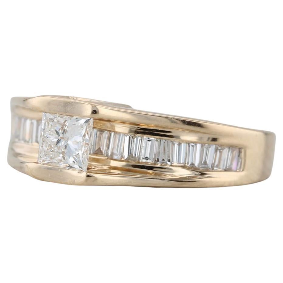 1.24ctw Prinzessin-Diamant-Verlobungsring 14k Gelbgold Größe 7,25