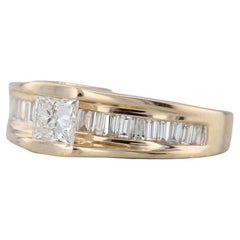 Anello di fidanzamento con diamante principessa da 1,24 carati in oro giallo 14k, misura 7,25