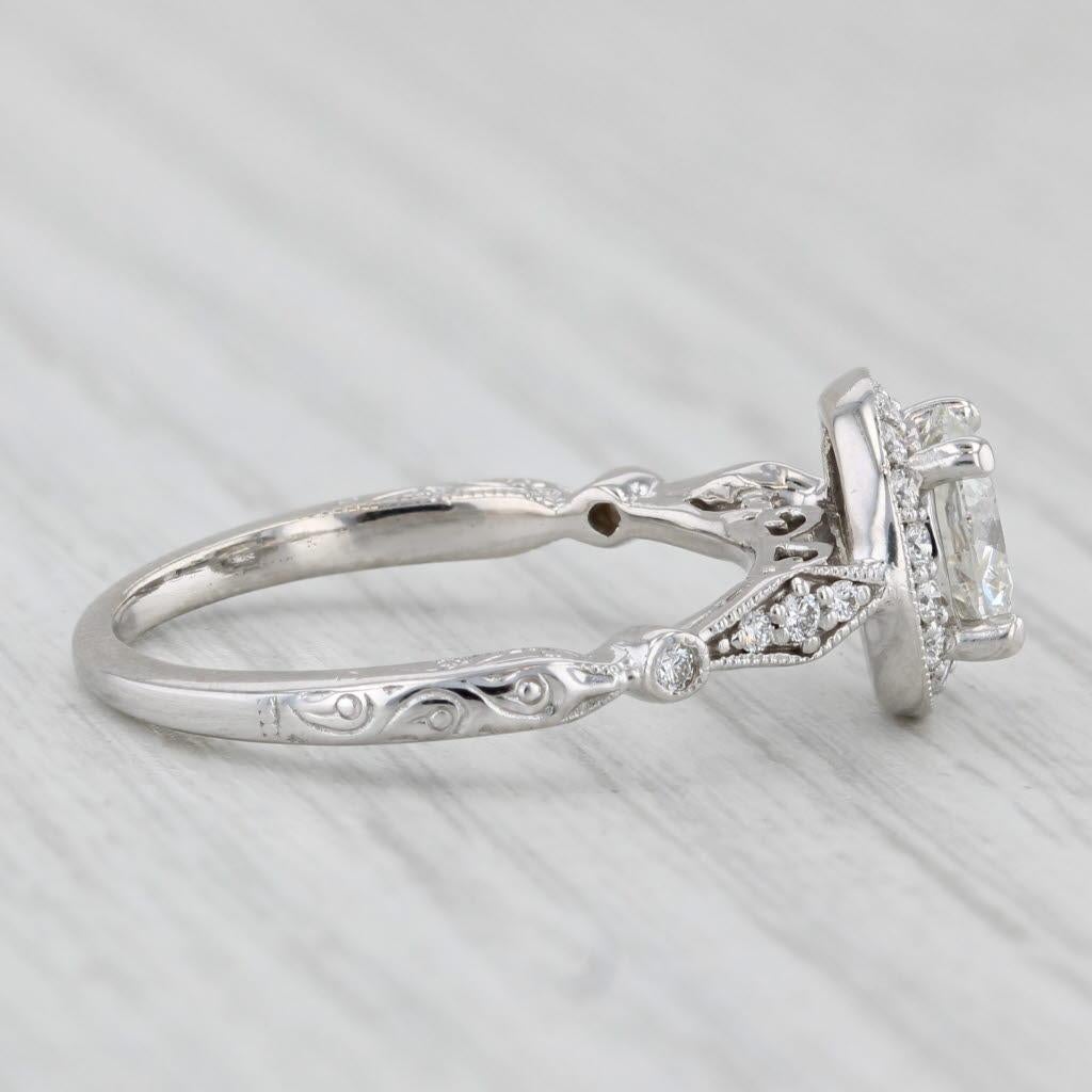 1.24ctw Round Diamond Halo Engagement Ring 14k White Gold Size 6.5 2