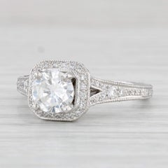1.24ctw Round Diamond Halo Engagement Ring Platinum Size 7 Shane & Co