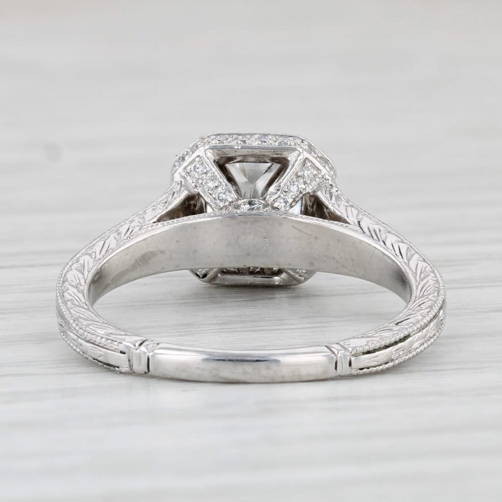 Women's 1.24ctw Round Diamond Halo Engagement Ring Platinum Size 7 Shane & Co For Sale