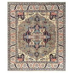 12'4 "x14'4" Brown Aryana Collection Serapi Heriz Design Tapis de laine noué à la main