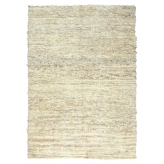 12'4 "x18'1" Marfil, Lana Pura, Anudada a Mano Alfombra Marroquí Bereber Sobredimensionada