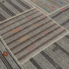 12.4x20.7 ft Adjustable Vintage Oversize Kilim, Gray Flat-Weave Rug Carpet
