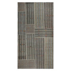12.4x20.7 ft Adjustable Vintage Oversize Kilim, Gray Flat-Weave Rug Carpet