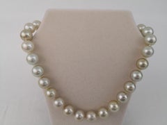 Golden South Sea Pearl Round Shape 12.5-15 mm Natural Color, 18 Karat Gold