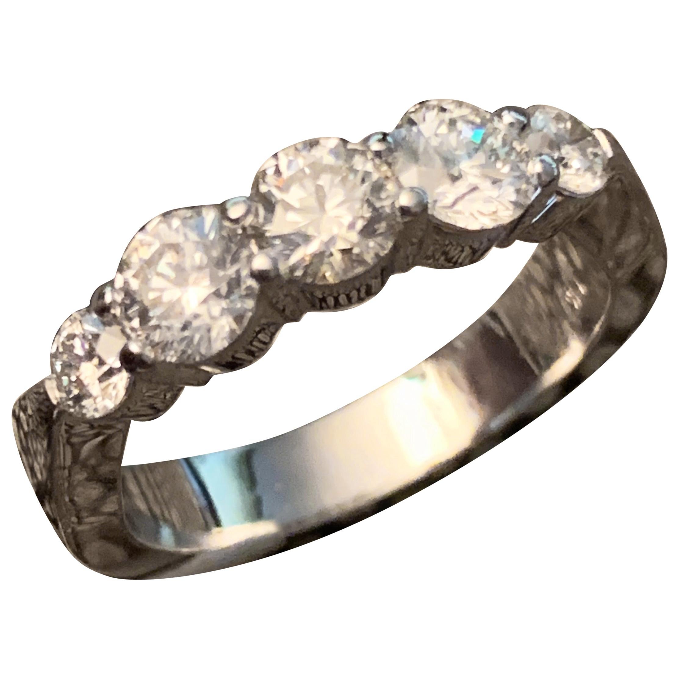 1.25 Approximate Carat TW Round Diamond Band, 14 Karat White Gold, Ben Dannie