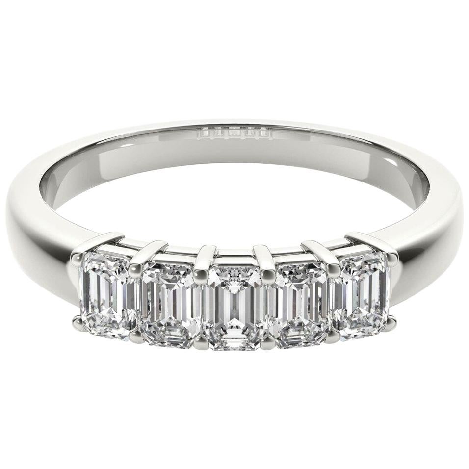 1.25 Carat 5-Stone Emerald Cut Diamond Band Ring For Sale