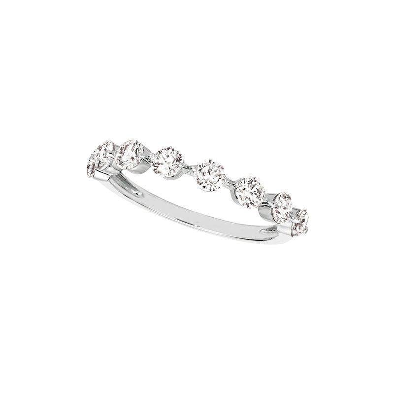 1.25 Carat 7 Stone Natural Diamond Ring Band G SI 14k White Gold For Sale