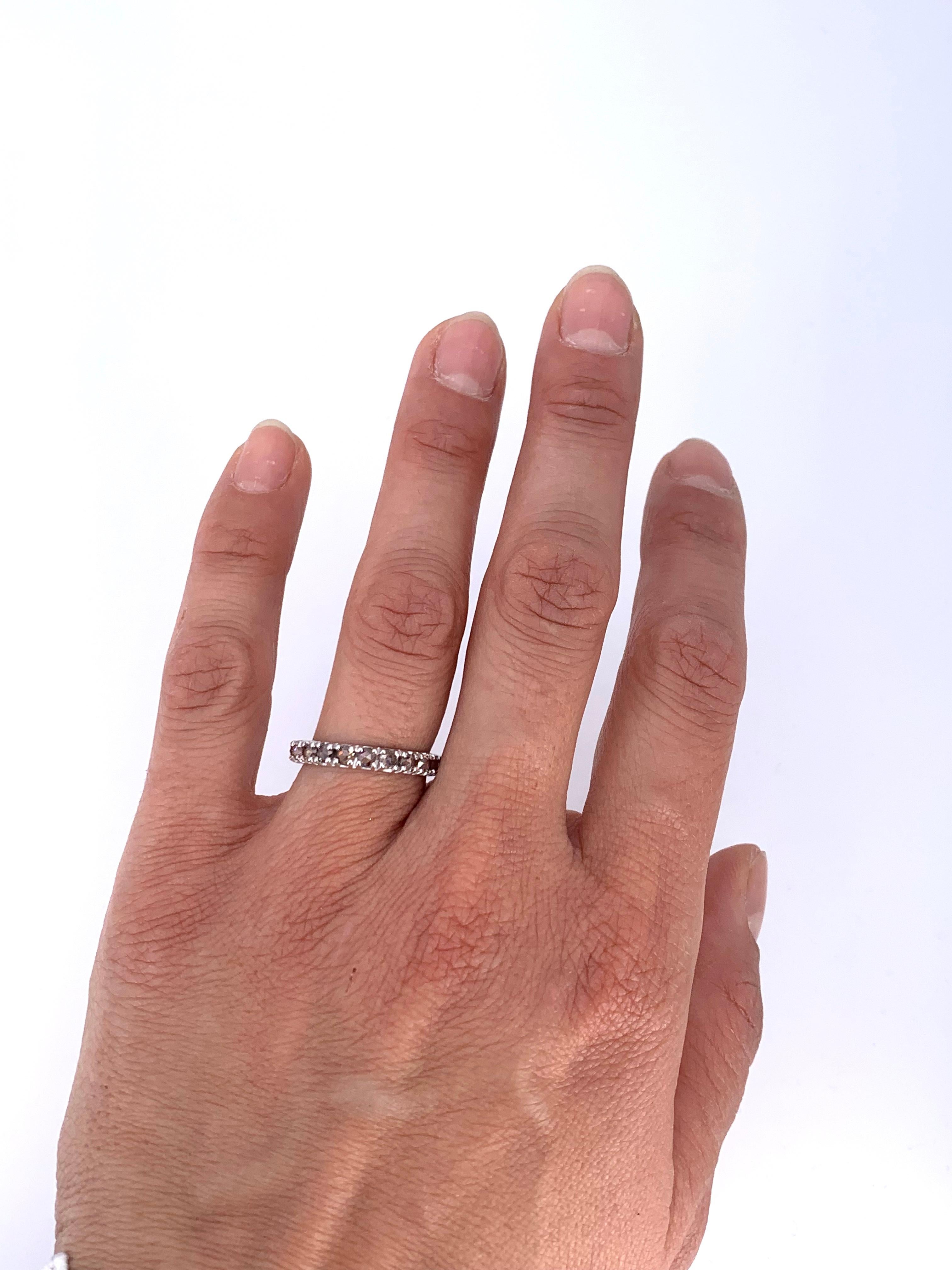 Artisan 1.25 Carat Amber Diamond 18kt White Gold Unisex Eternity Ring For Sale