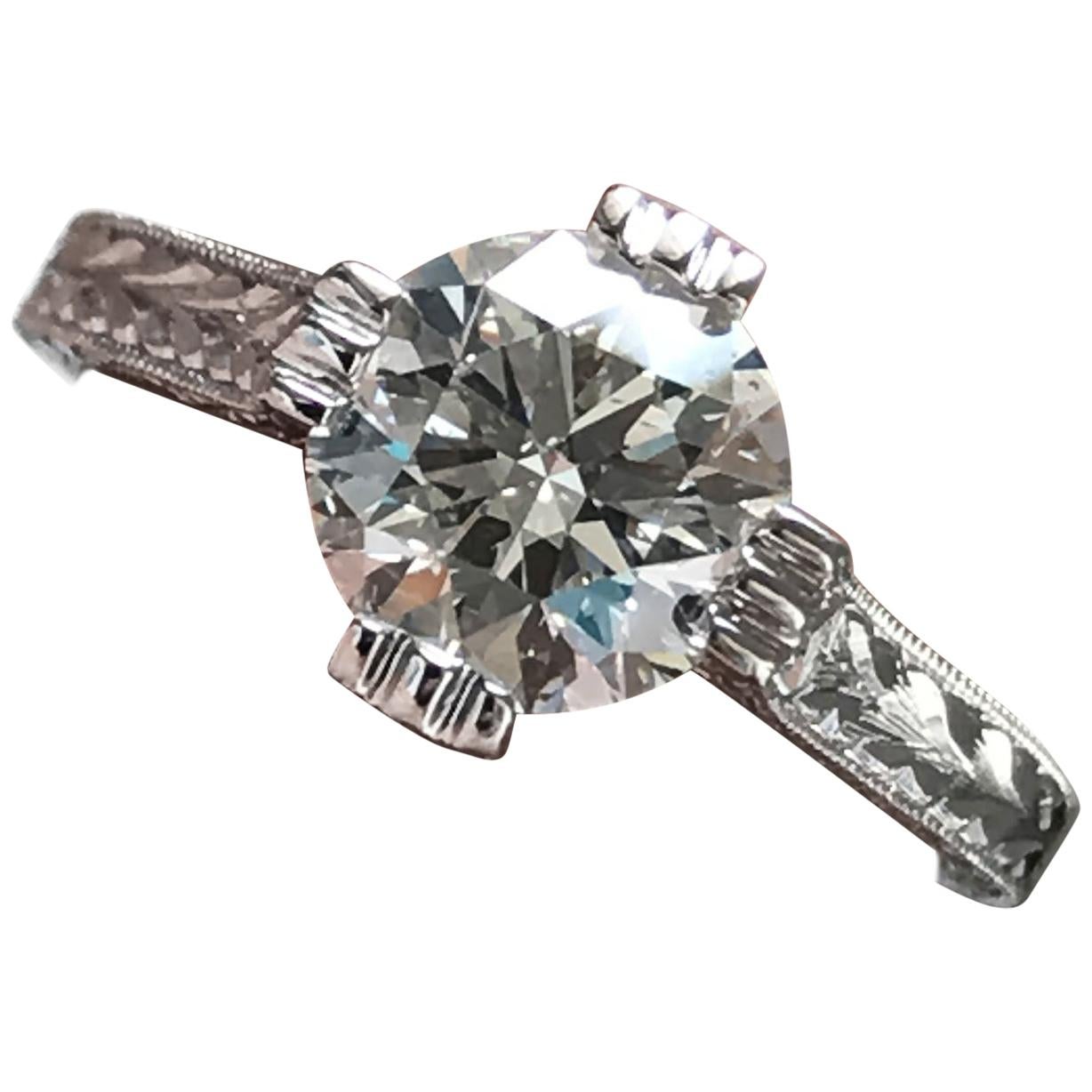 1.25 Carat Approximate Round Diamond Flower Ring 14 Karat White Gold, Ben Dannie For Sale