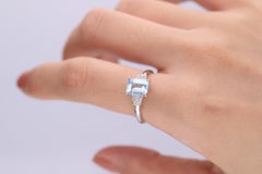 1.25 Carat Aquamarine Emerald Cut Diamond Accents 10K White Gold Engagement Ring